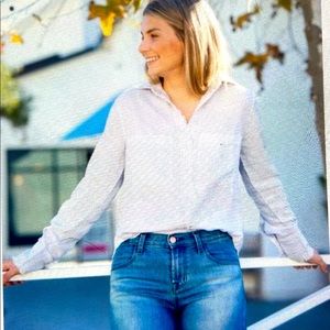 Bella Dahl dove grey button down top
